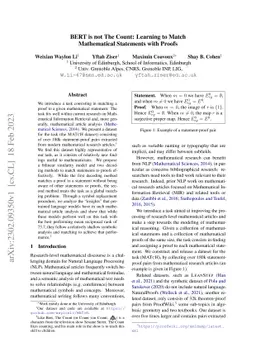 BERT is not The Count: Learning to Match Mathematical Statements with
  Proofs