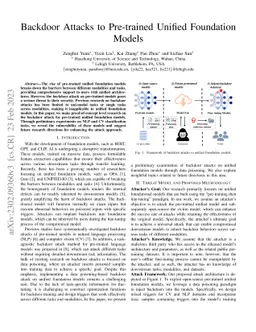 Backdoor Attacks to Pre-trained Unified Foundation Models