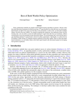 Best of Both Worlds Policy Optimization