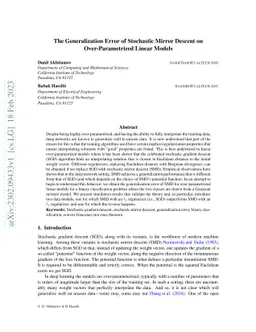 The Generalization Error of Stochastic Mirror Descent on
  Over-Parametrized Linear Models
