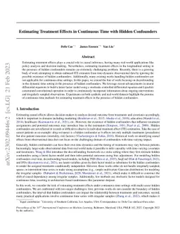 Estimating Treatment Effects in Continuous Time with Hidden Confounders