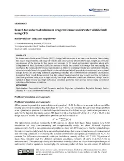 Search for universal minimum drag resistance underwater vehicle hull
  using CFD