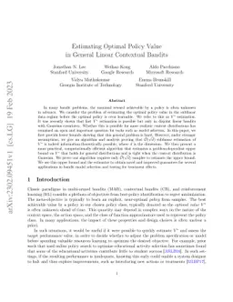 Estimating Optimal Policy Value in General Linear Contextual Bandits