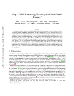 Why Is Public Pretraining Necessary for Private Model Training?