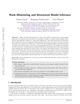 Rank-Minimizing and Structured Model Inference