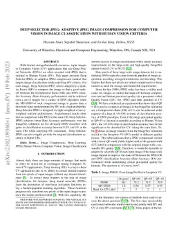 Deep Selector-JPEG: Adaptive JPEG Image Compression for Computer Vision
  in Image classification with Human Vision Criteria