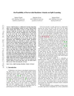 On Feasibility of Server-side Backdoor Attacks on Split Learning