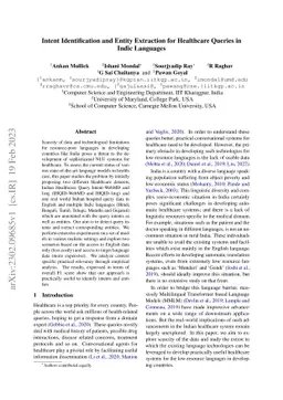 Intent Identification and Entity Extraction for Healthcare Queries in
  Indic Languages