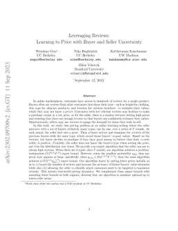 Leveraging Reviews: Learning to Price with Buyer and Seller Uncertainty