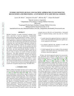 Synergy between human and machine approaches to sound/scene recognition
  and processing: An overview of ICASSP special session