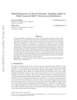 Depth Degeneracy in Neural Networks: Vanishing Angles in Fully Connected
  ReLU Networks on Initialization