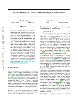 Nystrom Method for Accurate and Scalable Implicit Differentiation