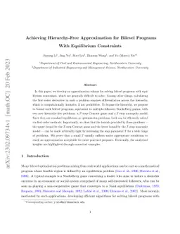 Achieving Hierarchy-Free Approximation for Bilevel Programs With
  Equilibrium Constraints