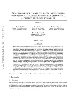 Quantifying uncertainty for deep learning based forecasting and
  flow-reconstruction using neural architecture search ensembles