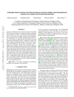 Towards Simultaneous Segmentation of Liver Tumors and Intrahepatic
  Vessels via Cross-attention Mechanism