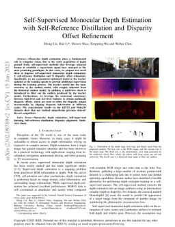 Self-Supervised Monocular Depth Estimation with Self-Reference
  Distillation and Disparity Offset Refinement
