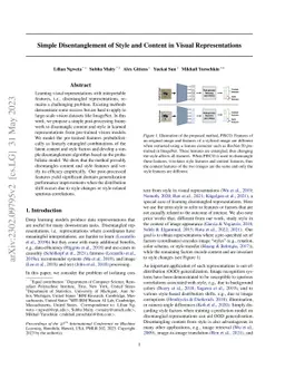 Simple Disentanglement of Style and Content in Visual Representations