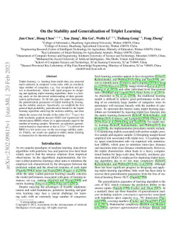 On the Stability and Generalization of Triplet Learning