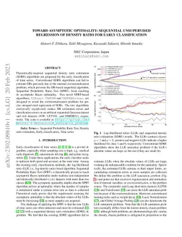 Toward Asymptotic Optimality: Sequential Unsupervised Regression of
  Density Ratio for Early Classification