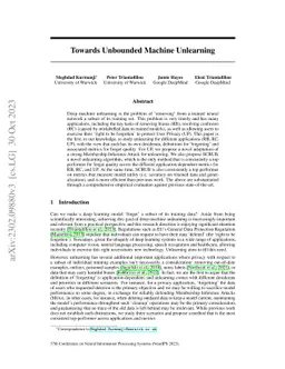 Towards Unbounded Machine Unlearning