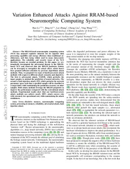 Variation Enhanced Attacks Against RRAM-based Neuromorphic Computing
  System