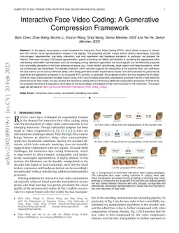 Interactive Face Video Coding: A Generative Compression Framework