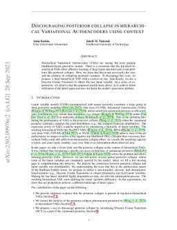Discouraging posterior collapse in hierarchical Variational Autoencoders
  using context