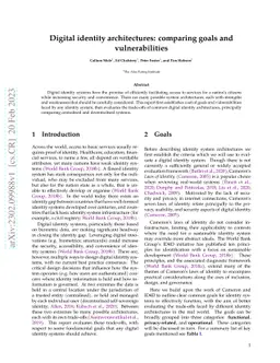 Digital identity architectures: comparing goals and vulnerabilities