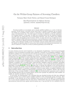 On the Within-Group Fairness of Screening Classifiers