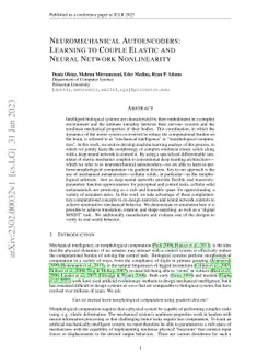 Neuromechanical Autoencoders: Learning to Couple Elastic and Neural
  Network Nonlinearity