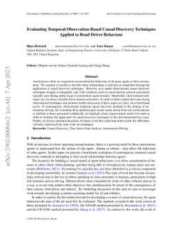 Evaluating Temporal Observation-Based Causal Discovery Techniques
  Applied to Road Driver Behaviour