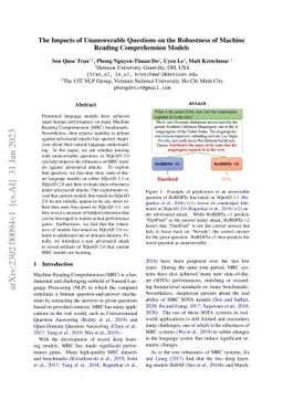 The Impacts of Unanswerable Questions on the Robustness of Machine
  Reading Comprehension Models