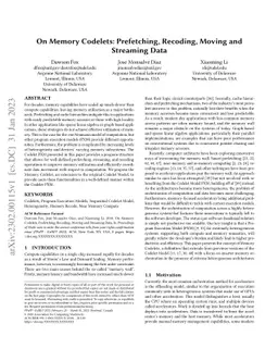 On Memory Codelets: Prefetching, Recoding, Moving and Streaming Data