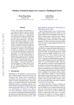 Machine Translation Impact in E-commerce Multilingual Search