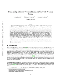 Durable Algorithms for Writable LL/SC and CAS with Dynamic Joining