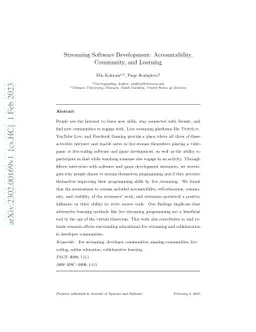 Streaming Software Development: Accountability, Community, and Learning