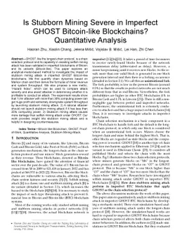 Is Stubborn Mining Severe in Imperfect GHOST Bitcoin-like Blockchains?
  Quantitative Analysis