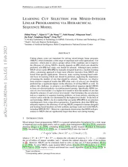 Learning Cut Selection for Mixed-Integer Linear Programming via
  Hierarchical Sequence Model