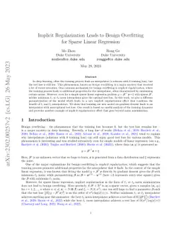 Implicit Regularization Leads to Benign Overfitting for Sparse Linear
  Regression