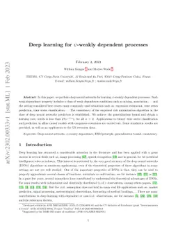Deep learning for $ψ$-weakly dependent processes