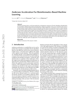 Anderson Acceleration For Bioinformatics-Based Machine Learning
