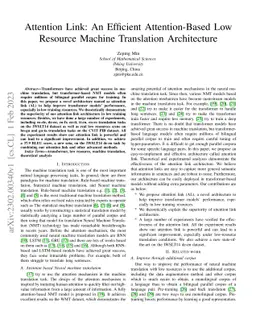 Attention Link: An Efficient Attention-Based Low Resource Machine
  Translation Architecture