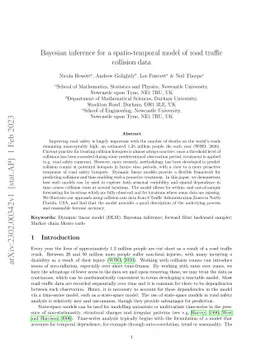 Bayesian inference for a spatio-temporal model of road traffic collision
  data