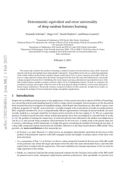 Deterministic equivalent and error universality of deep random features
  learning