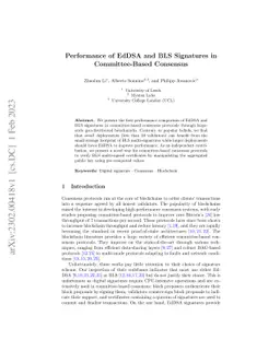 Performance of EdDSA and BLS Signatures in Committee-Based Consensus