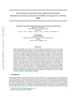 Synthesis-based Imaging-Differentiation Representation Learning for
  Multi-Sequence 3D/4D MRI