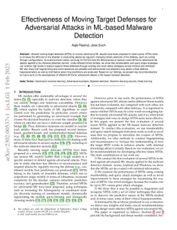 Effectiveness of Moving Target Defenses for Adversarial Attacks in
  ML-based Malware Detection