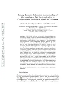 Inching Towards Automated Understanding of the Meaning of Art: An
  Application to Computational Analysis of Mondrian's Artwork