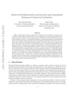 Robust Fitted-Q-Evaluation and Iteration under Sequentially Exogenous Unobserved Confounders