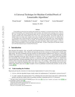 A Universal Technique for Machine-Certified Proofs of Linearizable
  Algorithms